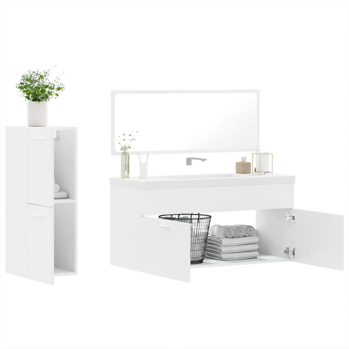 Set Mobilier De Baie, 3 Piese, , Lemn Compozit