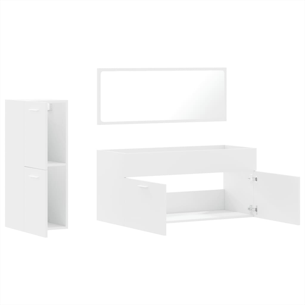 Set Mobilier De Baie, 3 Piese, , Lemn Compozit