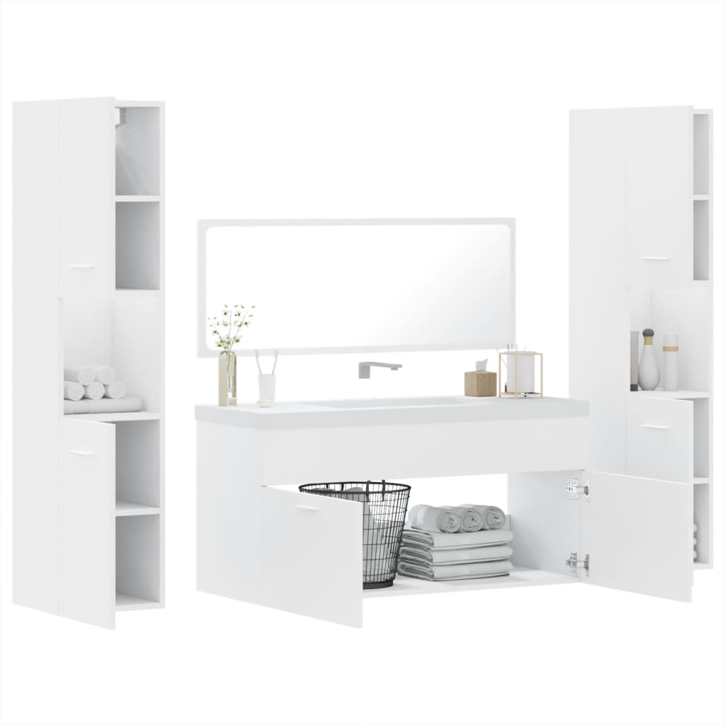 Set Mobilier De Baie, 4 Piese, , Lemn Prelucrat