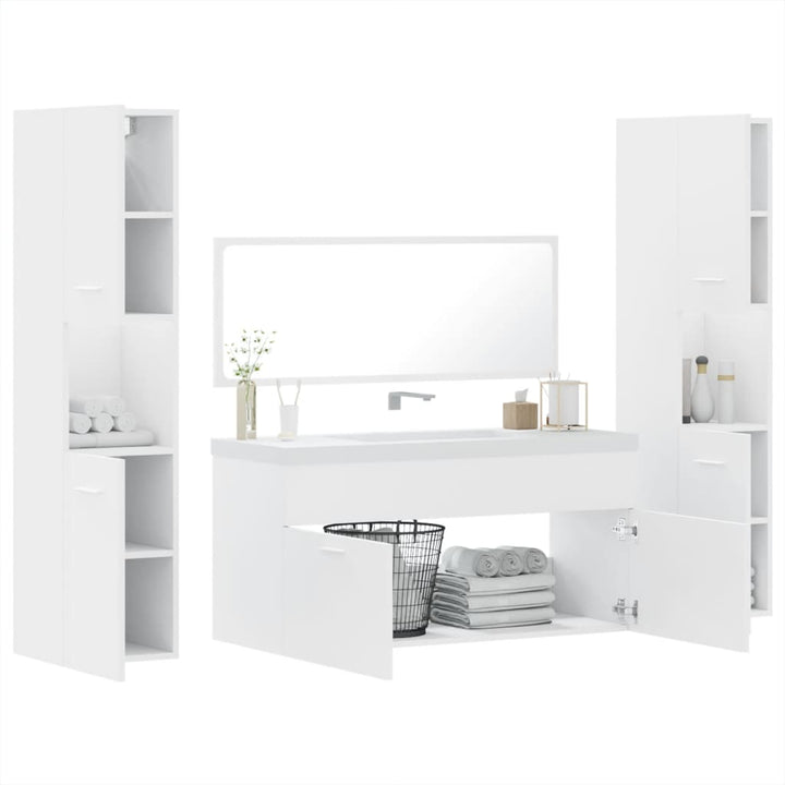 Set Mobilier De Baie, 4 Piese, , Lemn Prelucrat