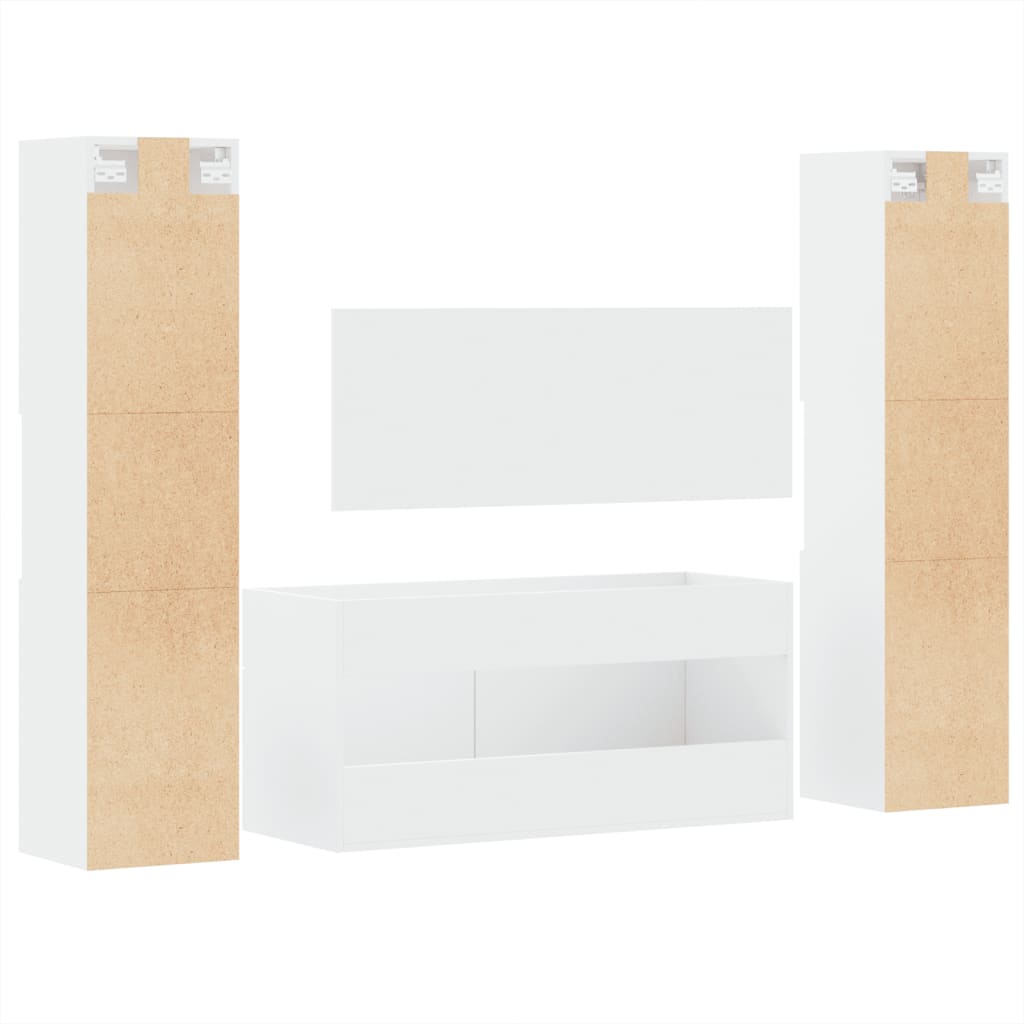 Set Mobilier De Baie, 4 Piese, , Lemn Prelucrat