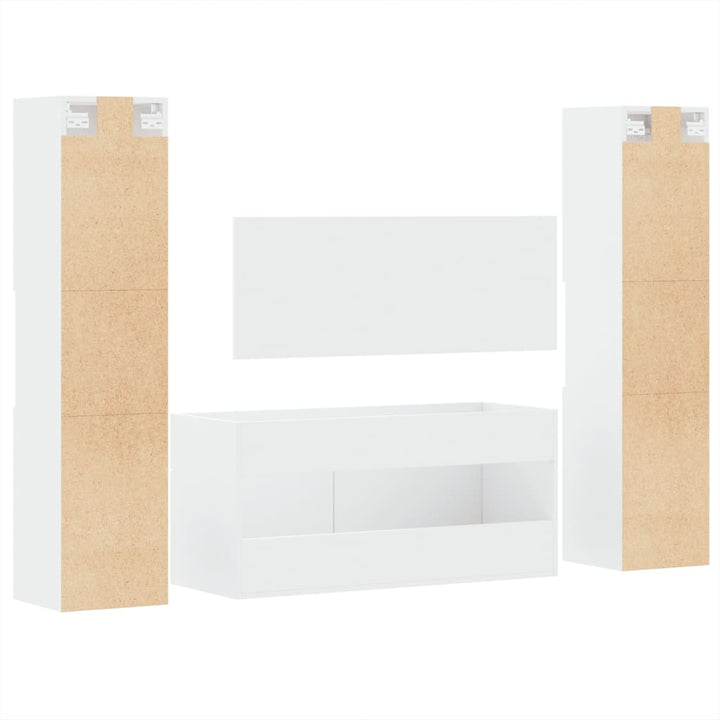 Set Mobilier De Baie, 4 Piese, , Lemn Prelucrat