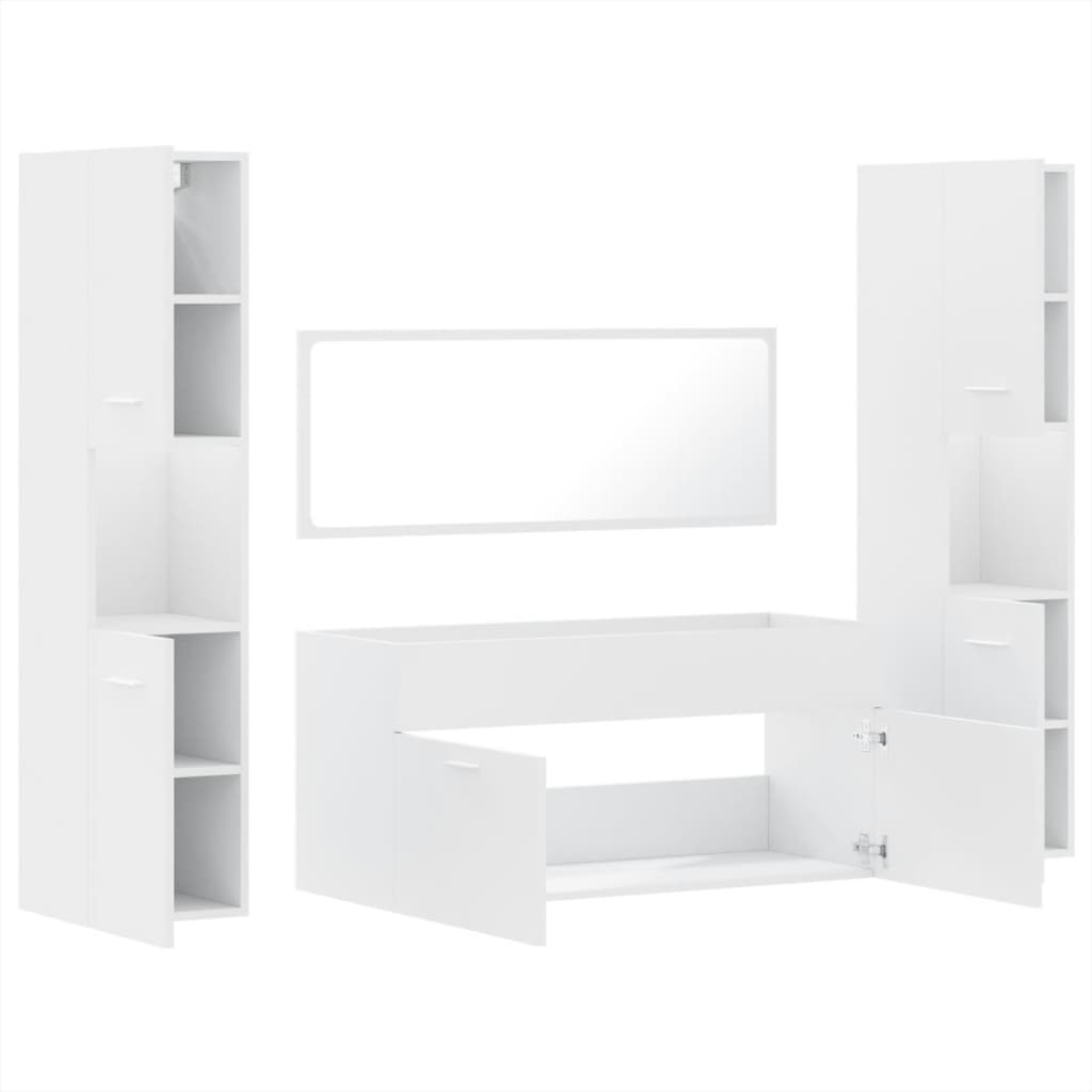 Set Mobilier De Baie, 4 Piese, , Lemn Prelucrat