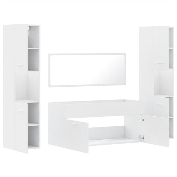 Set Mobilier De Baie, 4 Piese, , Lemn Prelucrat