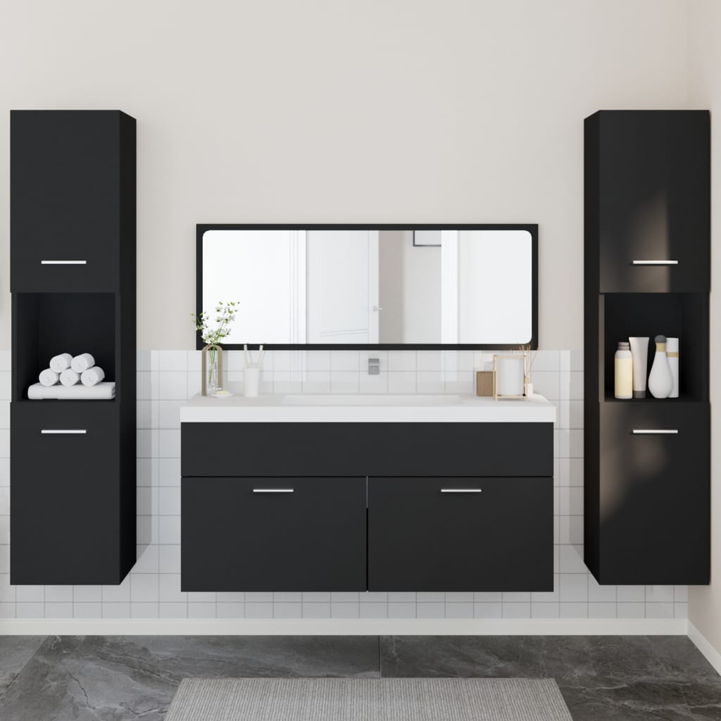 Set Mobilier De Baie, 4 Piese, , Lemn Prelucrat
