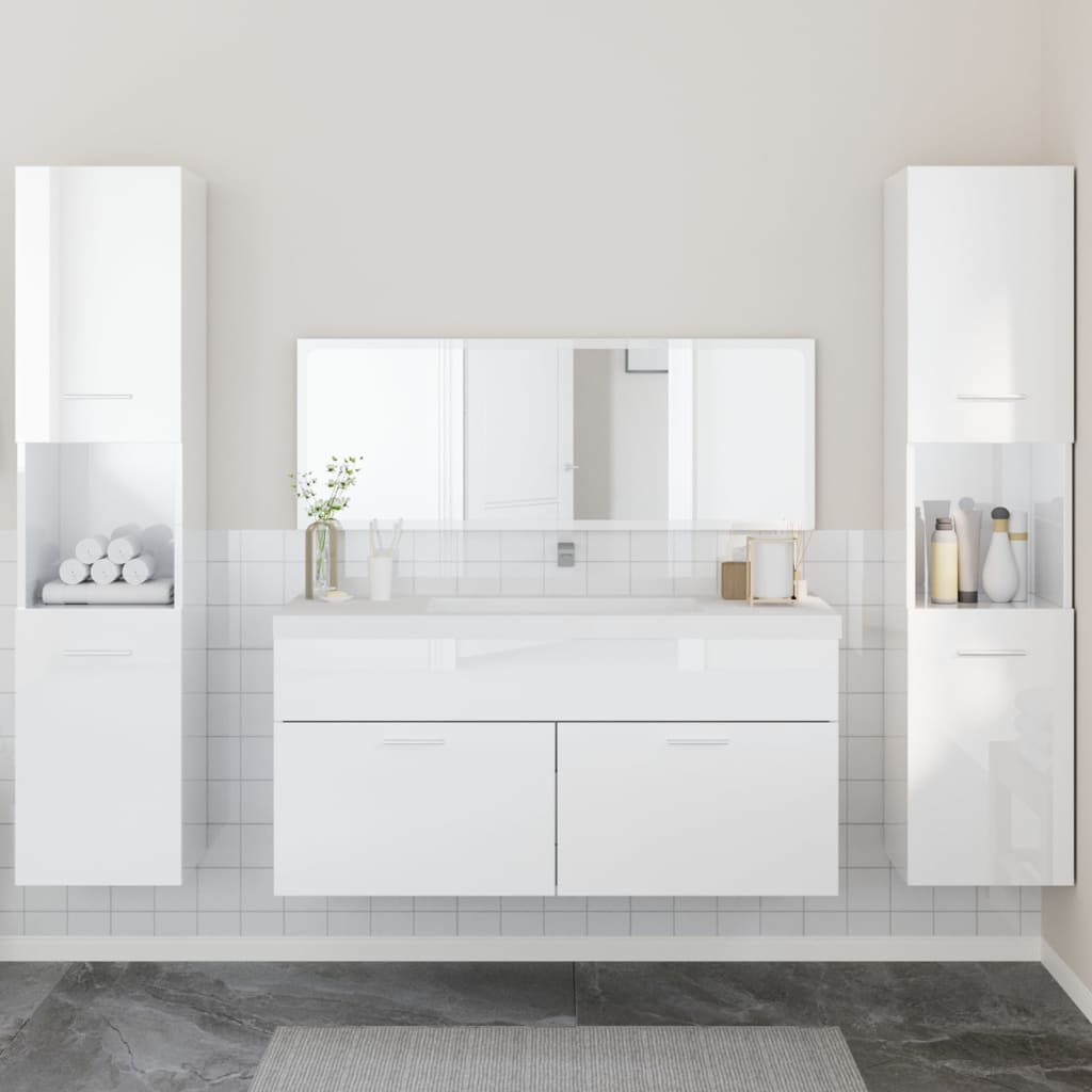 Set Mobilier De Baie, 4 Piese, , Lemn Prelucrat