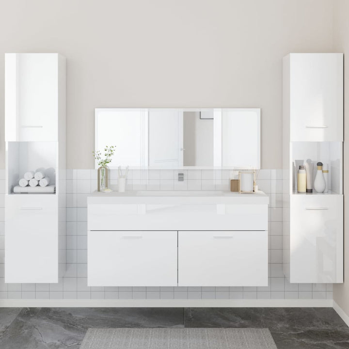Set Mobilier De Baie, 4 Piese, , Lemn Prelucrat