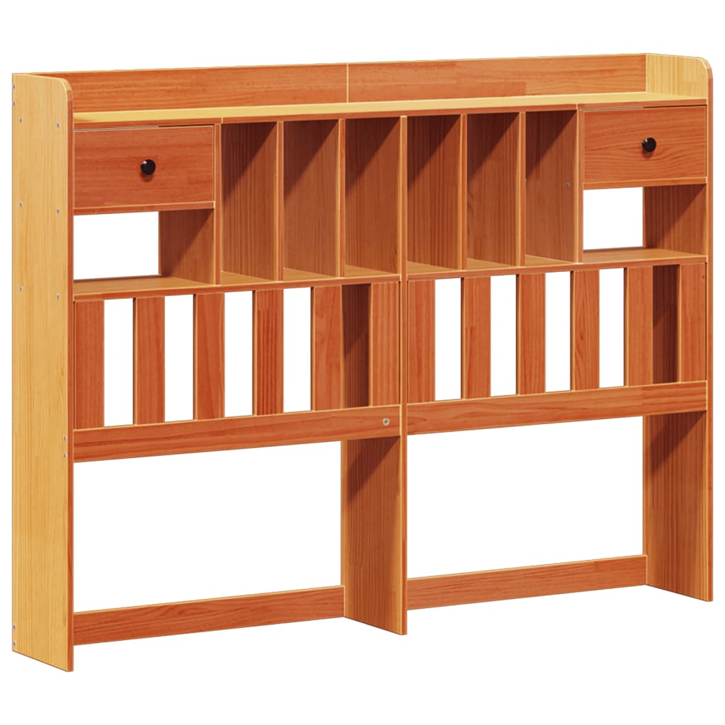 Pat Cu Bibliotecă Fără Saltea Maro 160X200 Cm Lemn Masiv De Pin