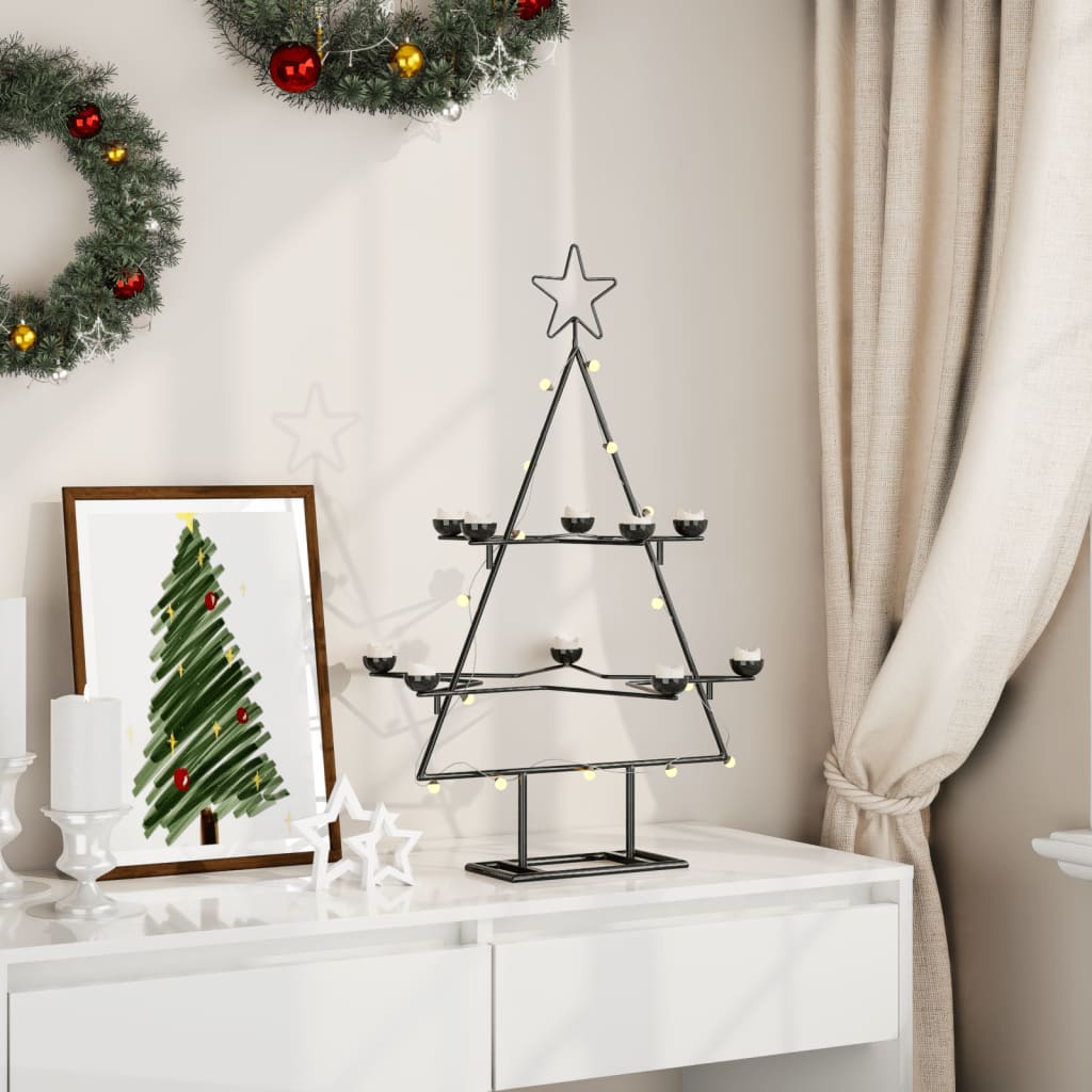 Brad De Crăciun Din Metal Pentru Decor, Negru,