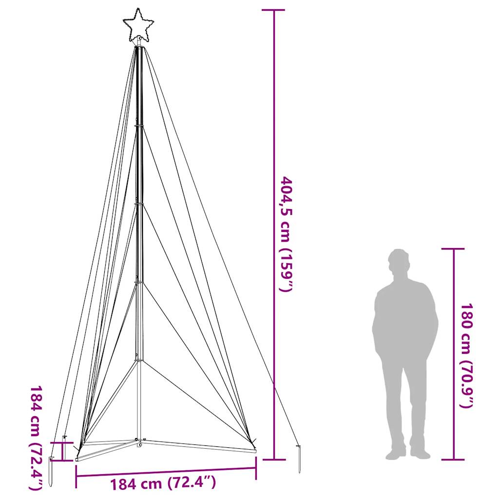Instalație Brad De Crăciun 615 Led-Uri, Colorat, 404,5 Cm