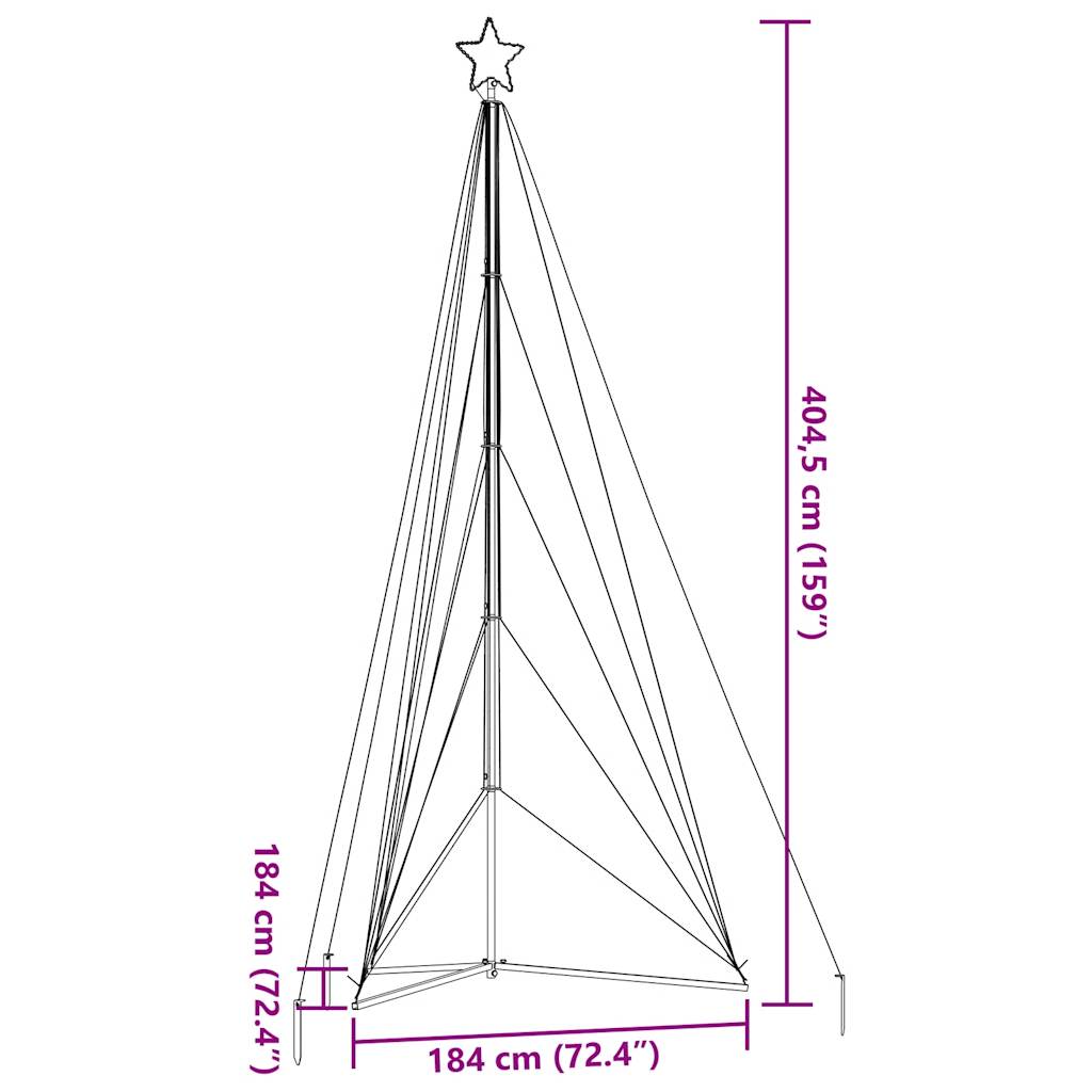 Instalație Brad De Crăciun 615 Led-Uri, Colorat, 404,5 Cm