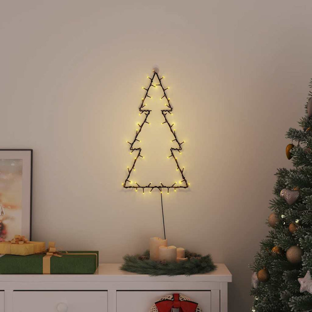 Lumini De Crăciun Siluetă Pom Crăciun 80 Led-Uri Alb Cald Negru