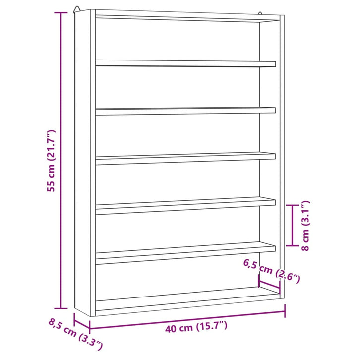 Vitrina De Colecție Din Lemn Cu 6 Rafturi 40X8,5X55 Cm
