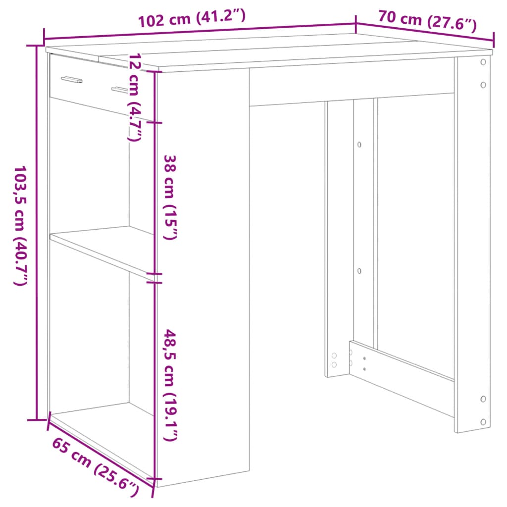 Masă De Bar, , 102X70X103,5 Cm, Lemn Prelucrat
