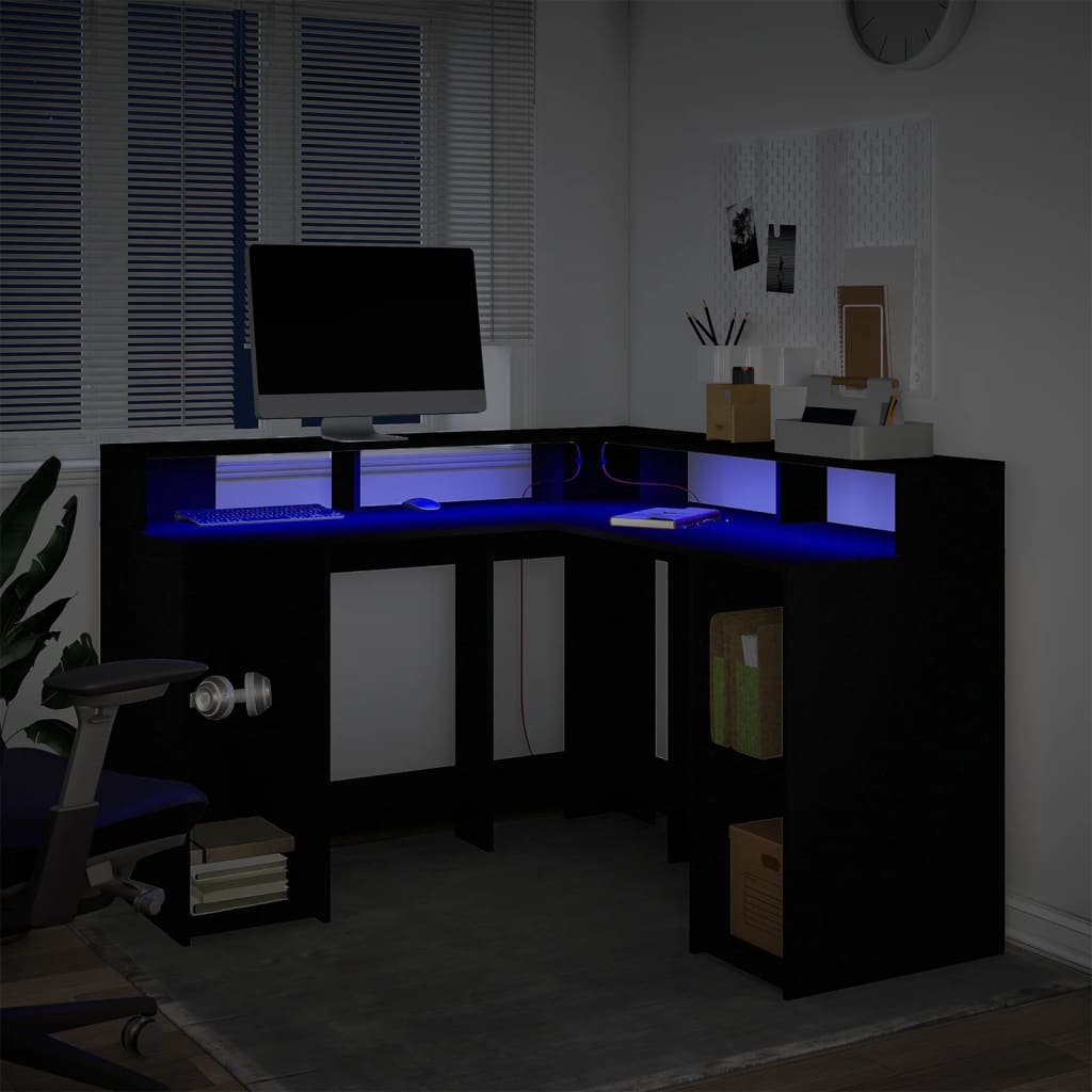 Birou Cu Lumini Led, , , Lemn Prelucrat