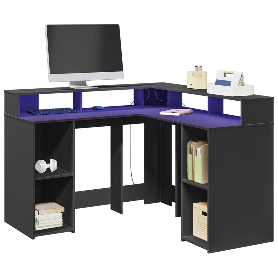 Birou Cu Lumini Led, , , Lemn Prelucrat