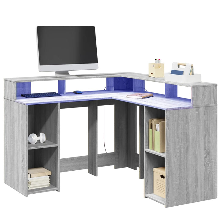 Birou Cu Lumini Led, , , Lemn Prelucrat