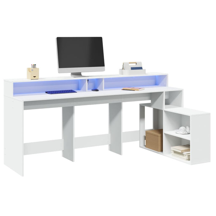 Birou Cu Lumini Led, , 200X104X91 Cm, Lemn Prelucrat