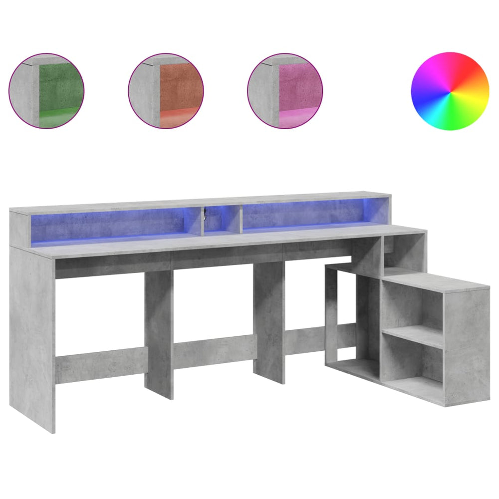 Birou Cu Lumini Led, , 200X104X91 Cm, Lemn Prelucrat
