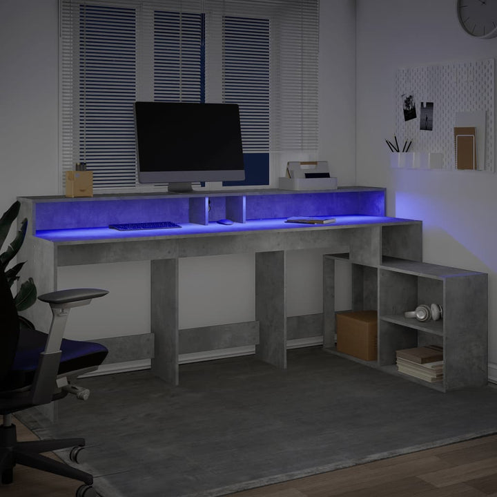 Birou Cu Lumini Led, , 200X104X91 Cm, Lemn Prelucrat