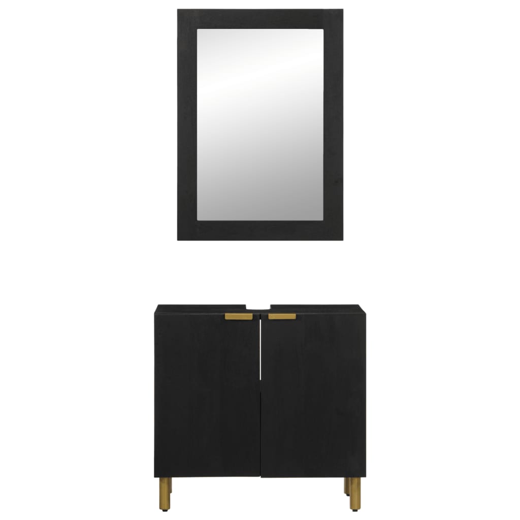 Set Mobilier De Baie, 2 Piese, Negru, Lemn Compozit