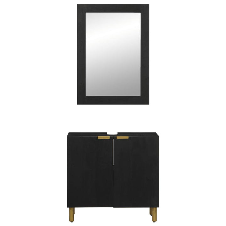 Set Mobilier De Baie, 2 Piese, Negru, Lemn Compozit