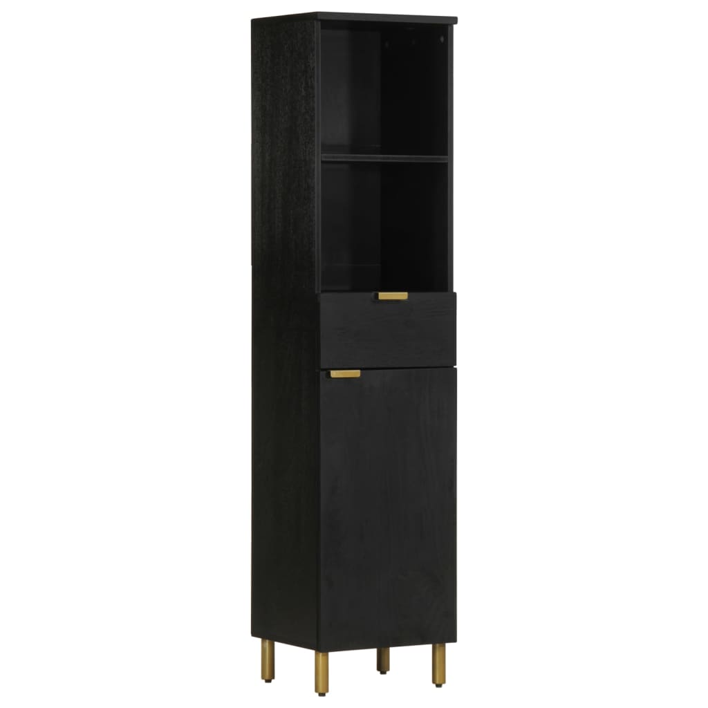 Set Mobilier De Baie, 3 Piese, Negru, Lemn Compozit