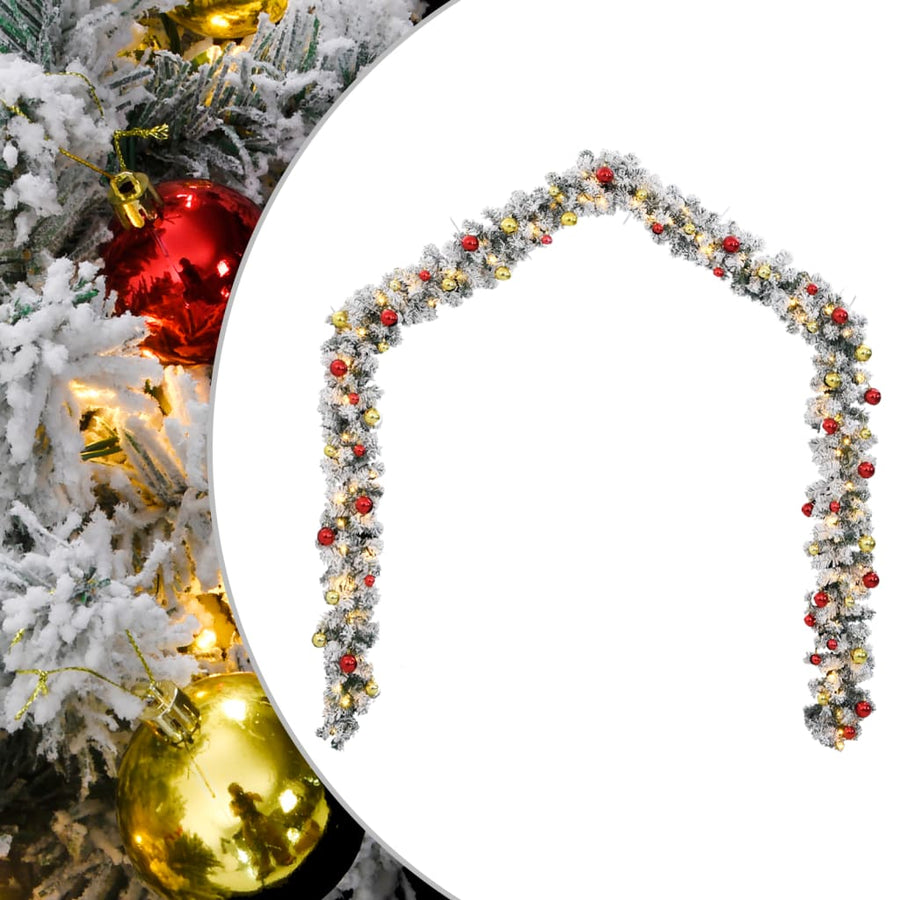 Ghirlandă De Crăciun Cu Globuri Și Lumini Led, Verde, 5 M, Pvc