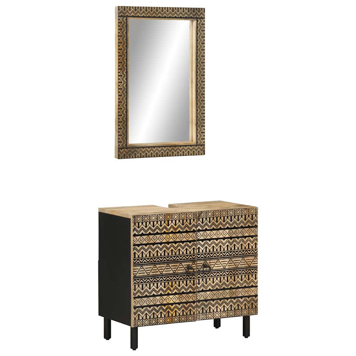 Set Mobilier De Baie, 2 Piese, Lemn Masiv De Mango