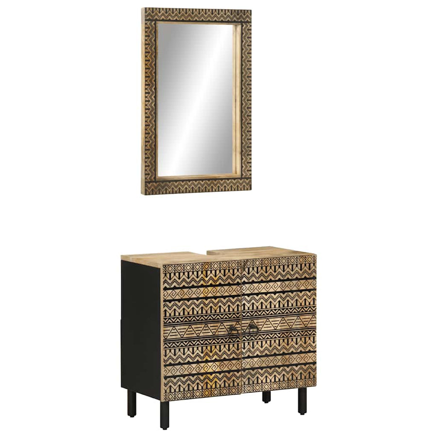 Set Mobilier De Baie, 2 Piese, Lemn Masiv De Mango