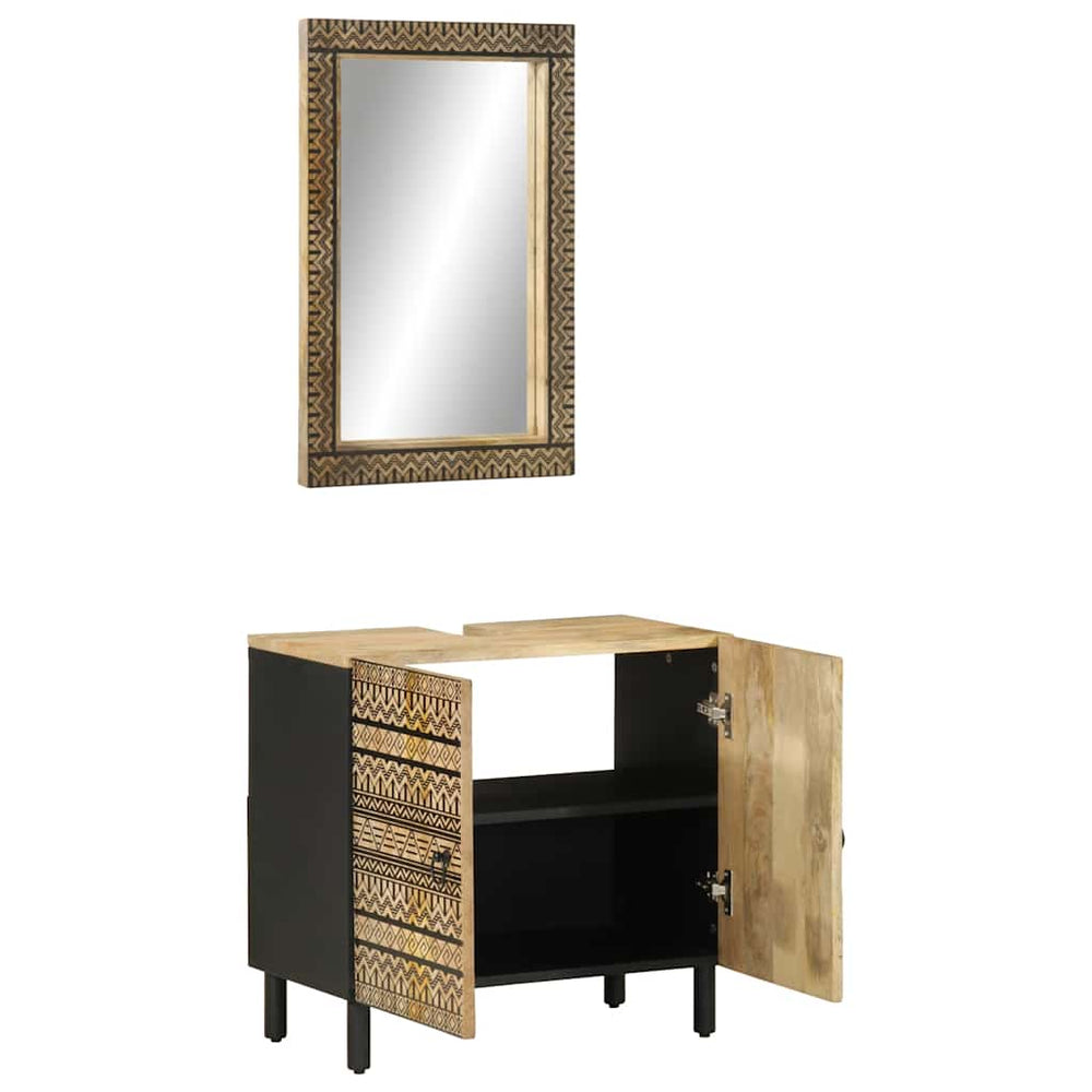 Set Mobilier De Baie, 2 Piese, Lemn Masiv De Mango