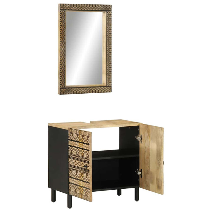 Set Mobilier De Baie, 2 Piese, Lemn Masiv De Mango
