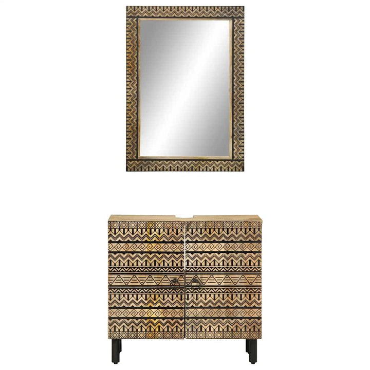 Set Mobilier De Baie, 2 Piese, Lemn Masiv De Mango