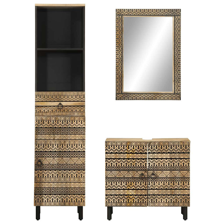 Set Mobilier De Baie, 3 Piese, Lemn Masiv De Mango