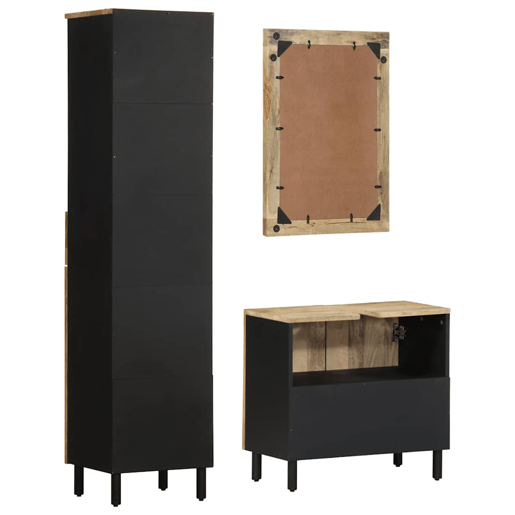 Set Mobilier De Baie, 3 Piese, Lemn Masiv De Mango