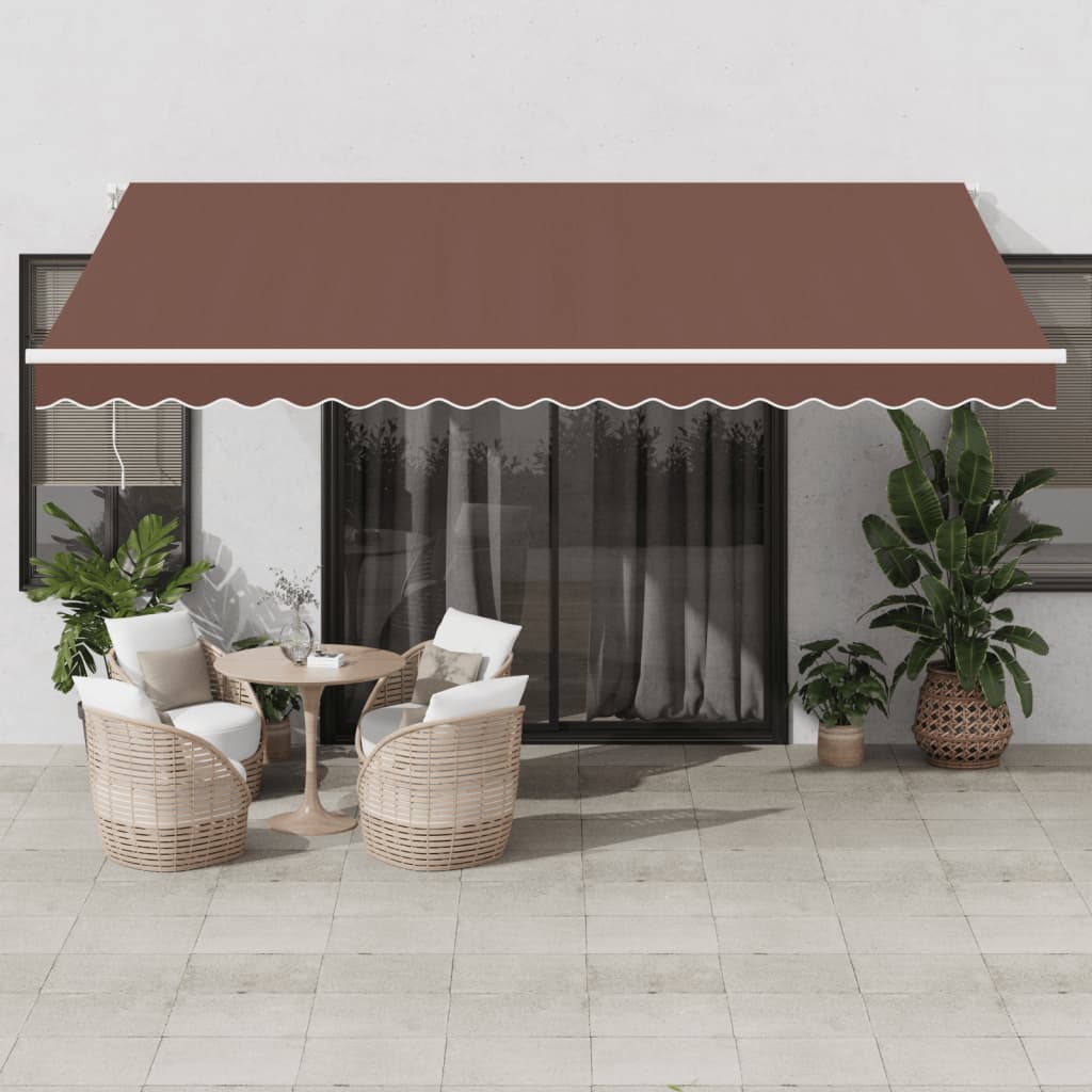 Copertină Retractabilă Automat, Portocaliu & Maro,