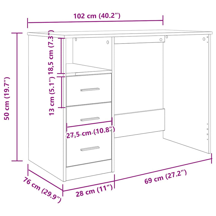 Birou, , 102X76X50 Cm, Lemn Prelucrat