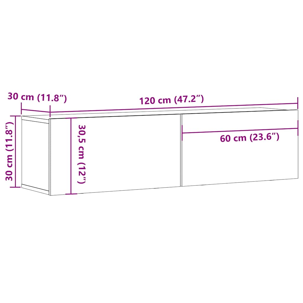 Dulap Tv De Perete, , 120X30X30 Cm, Lemn Prelucrat