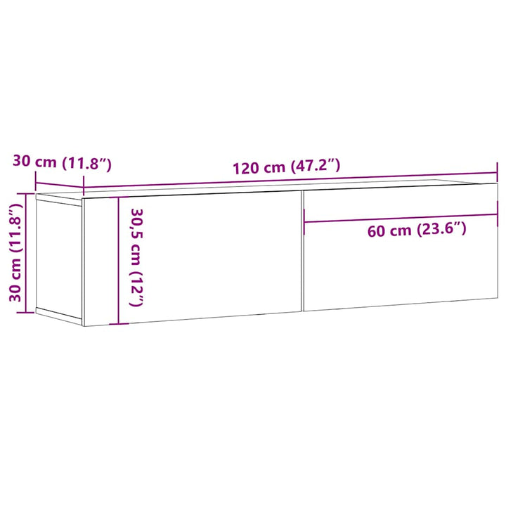Dulap Tv De Perete, , 120X30X30 Cm, Lemn Prelucrat