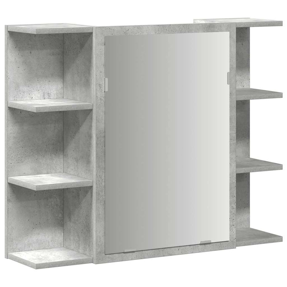 Dulap De Baie Cu Oglindă, Gri Beton, 80 X 20,5 X 64 Cm, Pal