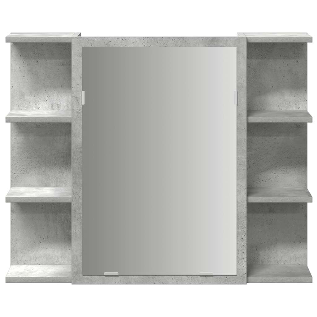 Dulap De Baie Cu Oglindă, Gri Beton, 80 X 20,5 X 64 Cm, Pal