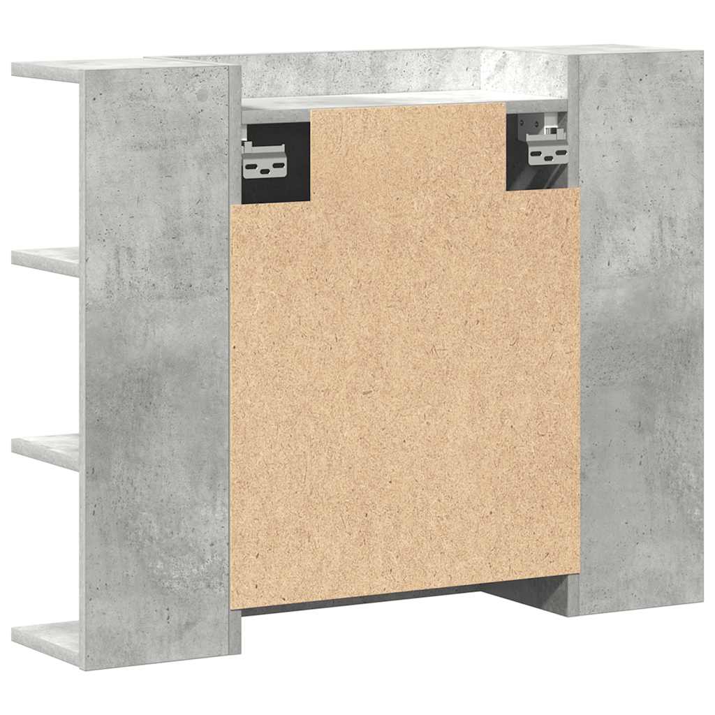 Dulap De Baie Cu Oglindă, Gri Beton, 80 X 20,5 X 64 Cm, Pal