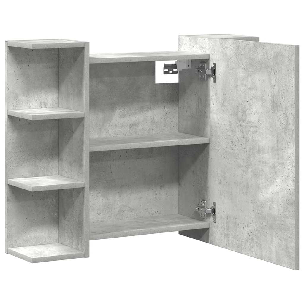 Dulap De Baie Cu Oglindă, Gri Beton, 80 X 20,5 X 64 Cm, Pal