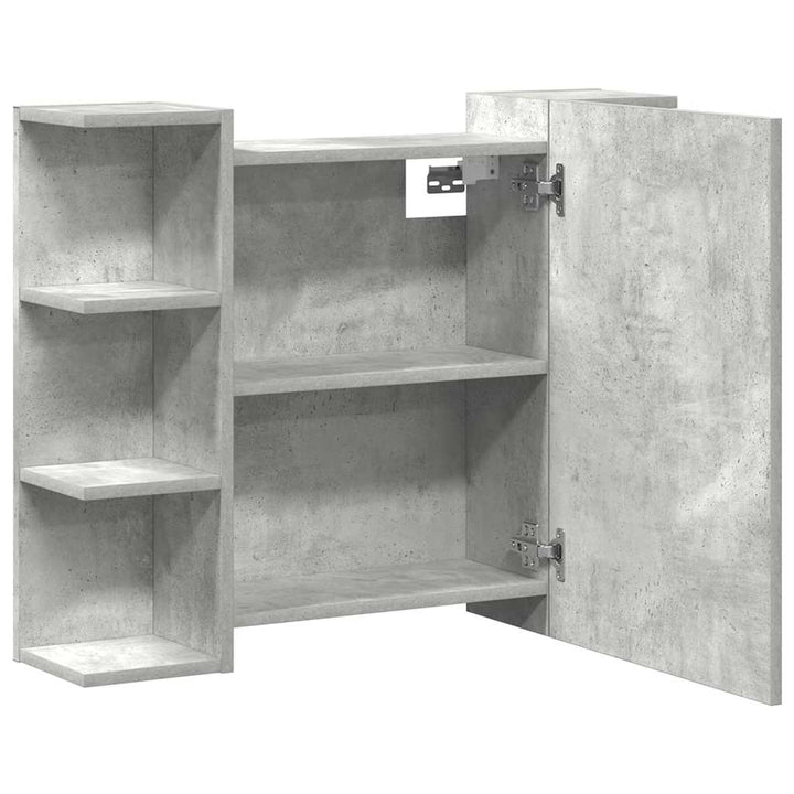 Dulap De Baie Cu Oglindă, Gri Beton, 80 X 20,5 X 64 Cm, Pal