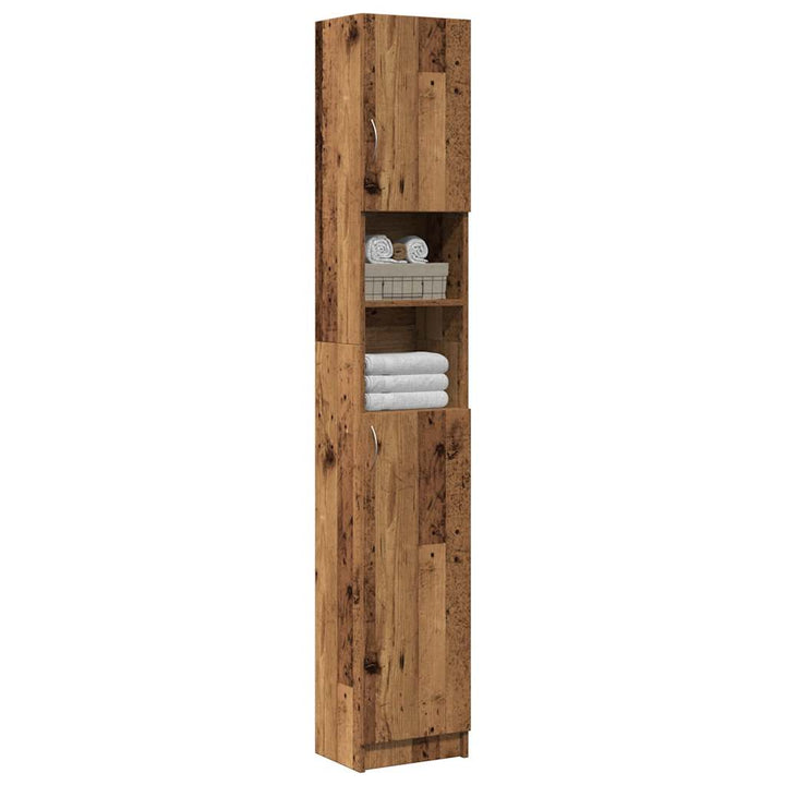 Dulap De Baie, Stejar Fumuriu, 32X25,5X190 Cm, Lemn Prelucrat