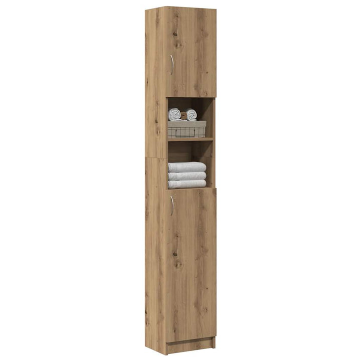 Dulap De Baie, Stejar Fumuriu, 32X25,5X190 Cm, Lemn Prelucrat