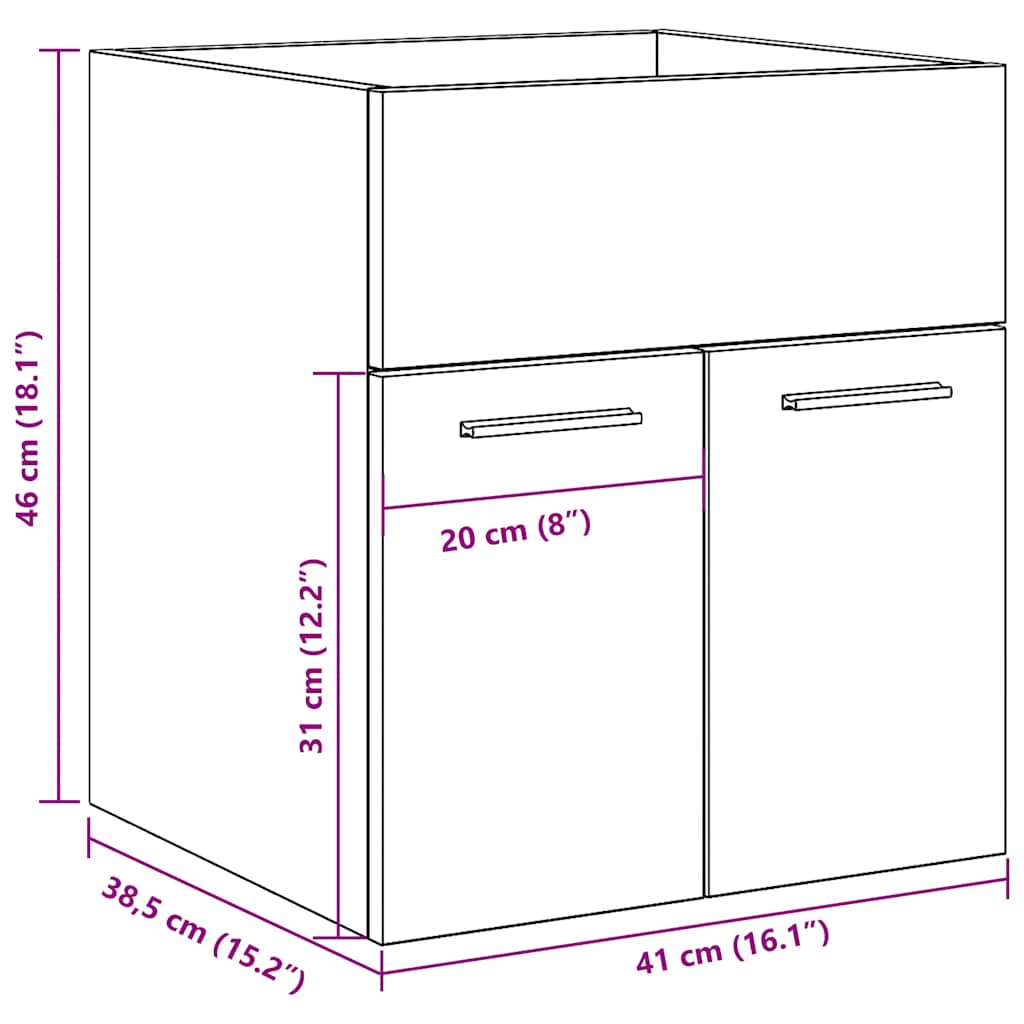 Dulap De Chiuvetă Baie, Gri Beton 41X38,5X46 Cm Lemn Prelucrat