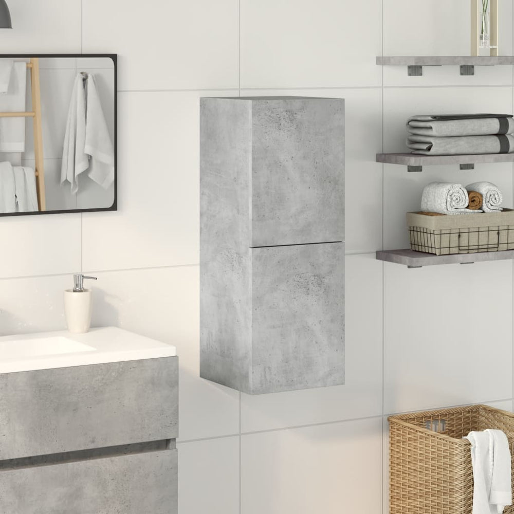 Dulap Suspendat De Baie, Gri Beton, 30X30X80 Cm, Lemn Prelucrat