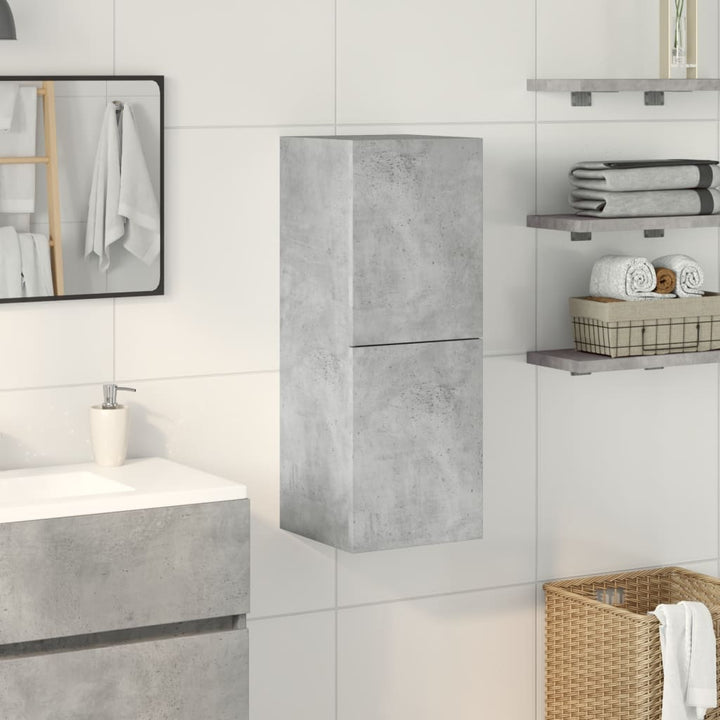 Dulap Suspendat De Baie, Gri Beton, 30X30X80 Cm, Lemn Prelucrat