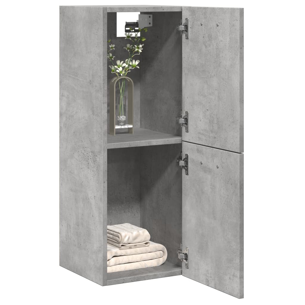 Dulap Suspendat De Baie, Gri Beton, 30X30X80 Cm, Lemn Prelucrat